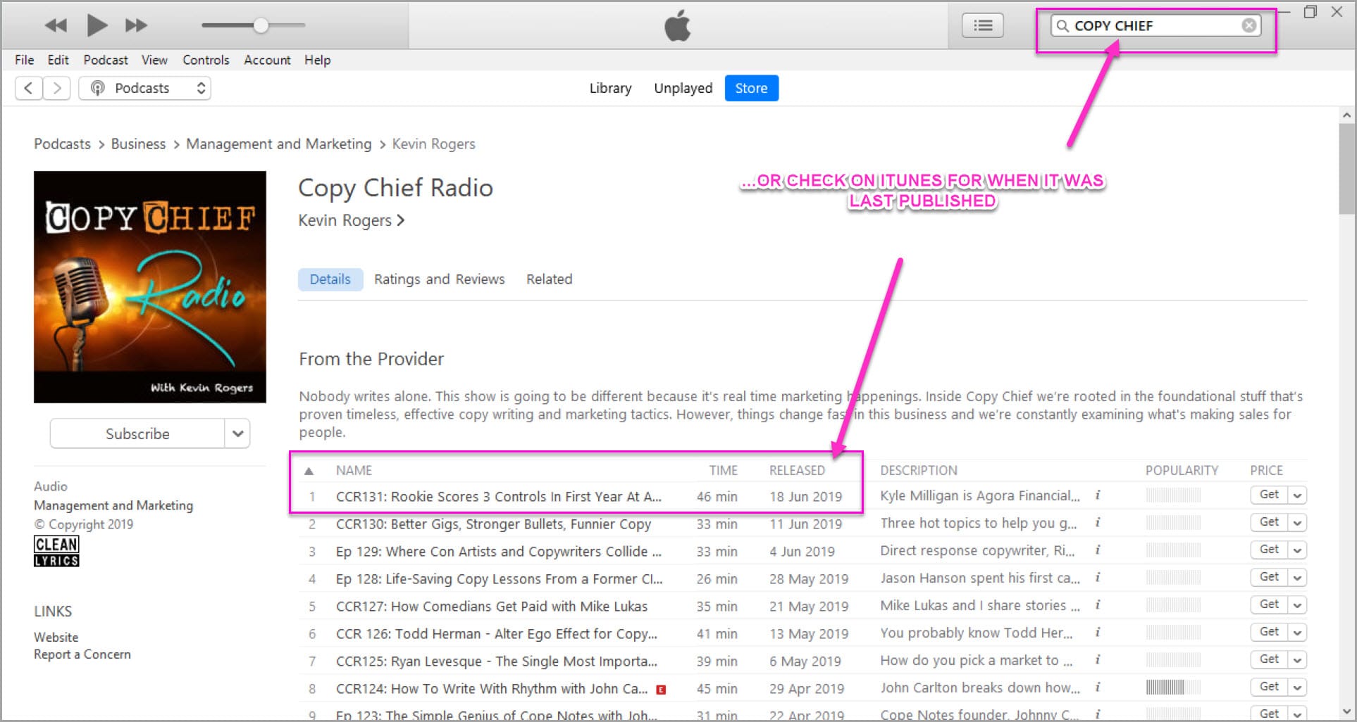 Check itunes to see if the podcast is live, before you pitch them as podcast guest!